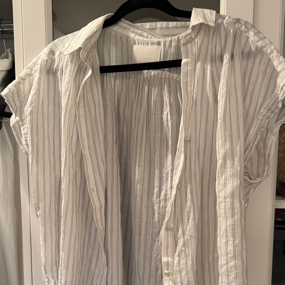 Citizens Of Humanity White and Gray Striped Casual Shirt